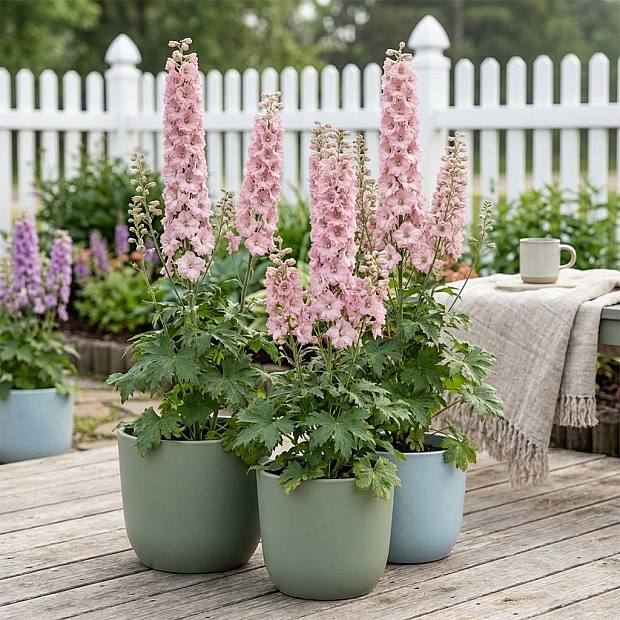 3 x Rosa Delphinium