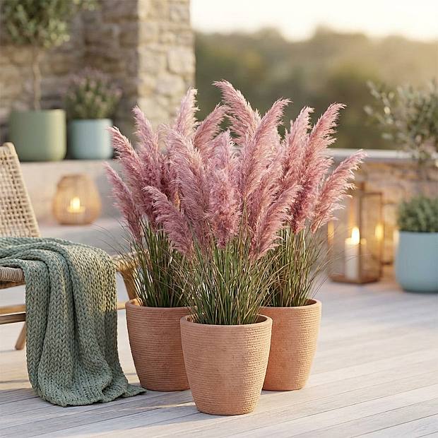 3 x Herbe de Pampas Rose