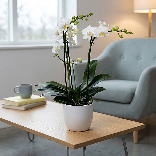 Biały storczyk Phalaenopsis